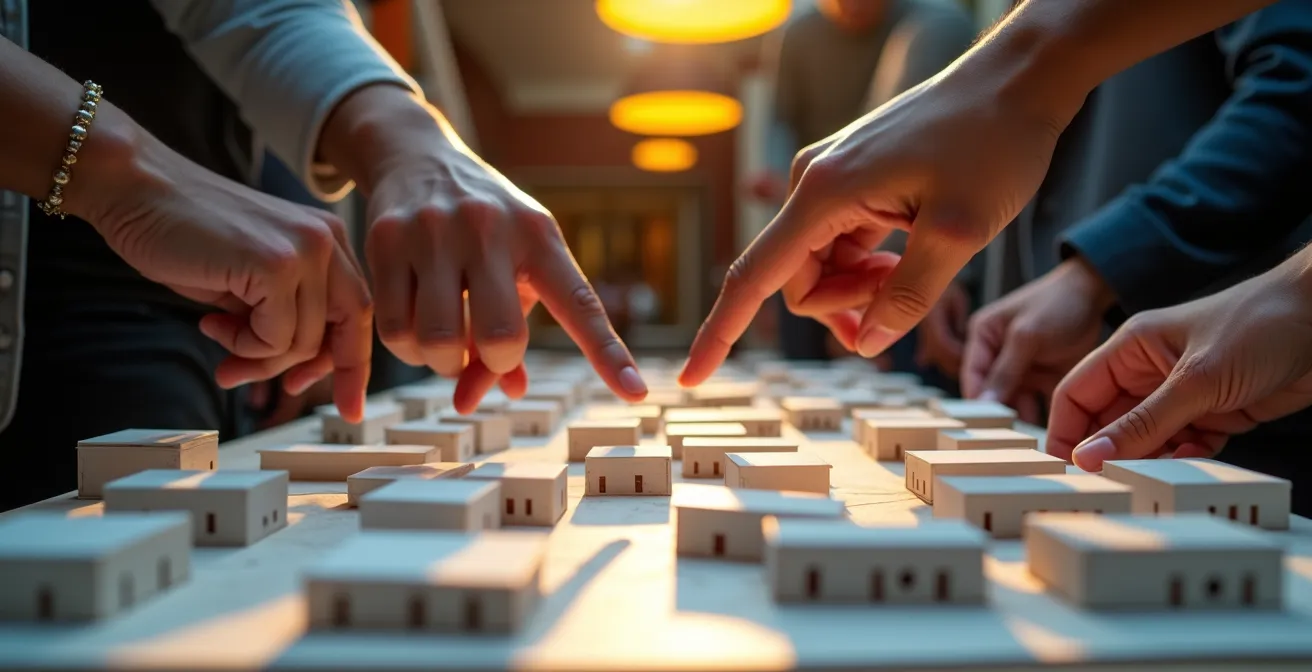 Assemblée de consultation publique dans un centre communautaire montréalais