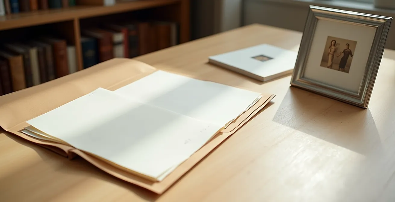 Dossier de provenance d'une œuvre d'art avec certificat d'authenticité et documentation photographique