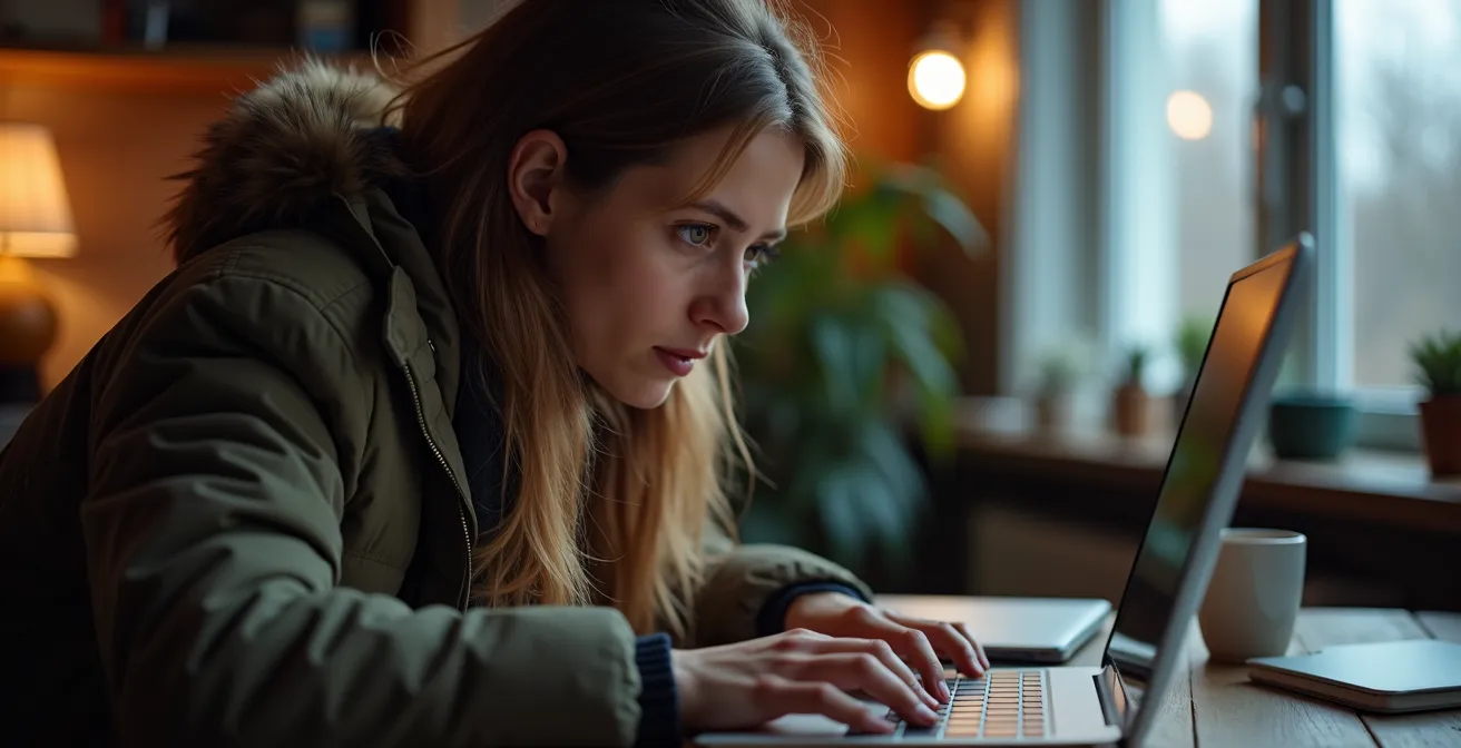 Personne attendant devant un ordinateur portable pour acheter des billets de concert