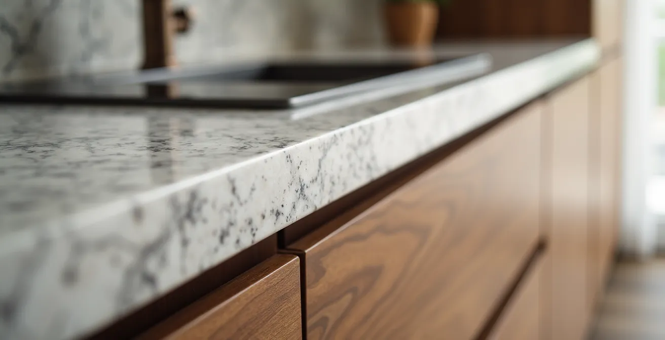 Cuisine moderne avec comptoirs en quartz et finitions haut de gamme dans un condo neuf montréalais