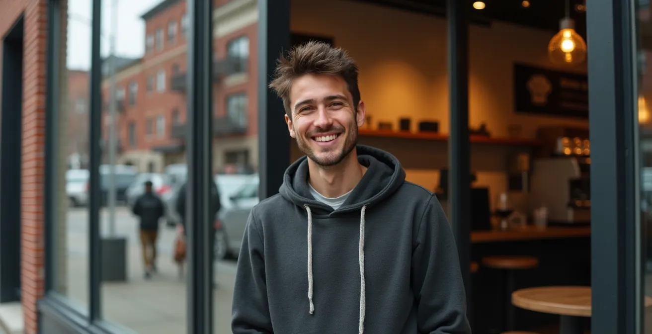 Café artisanal moderne dans un quartier en transformation de l'Est de Montréal